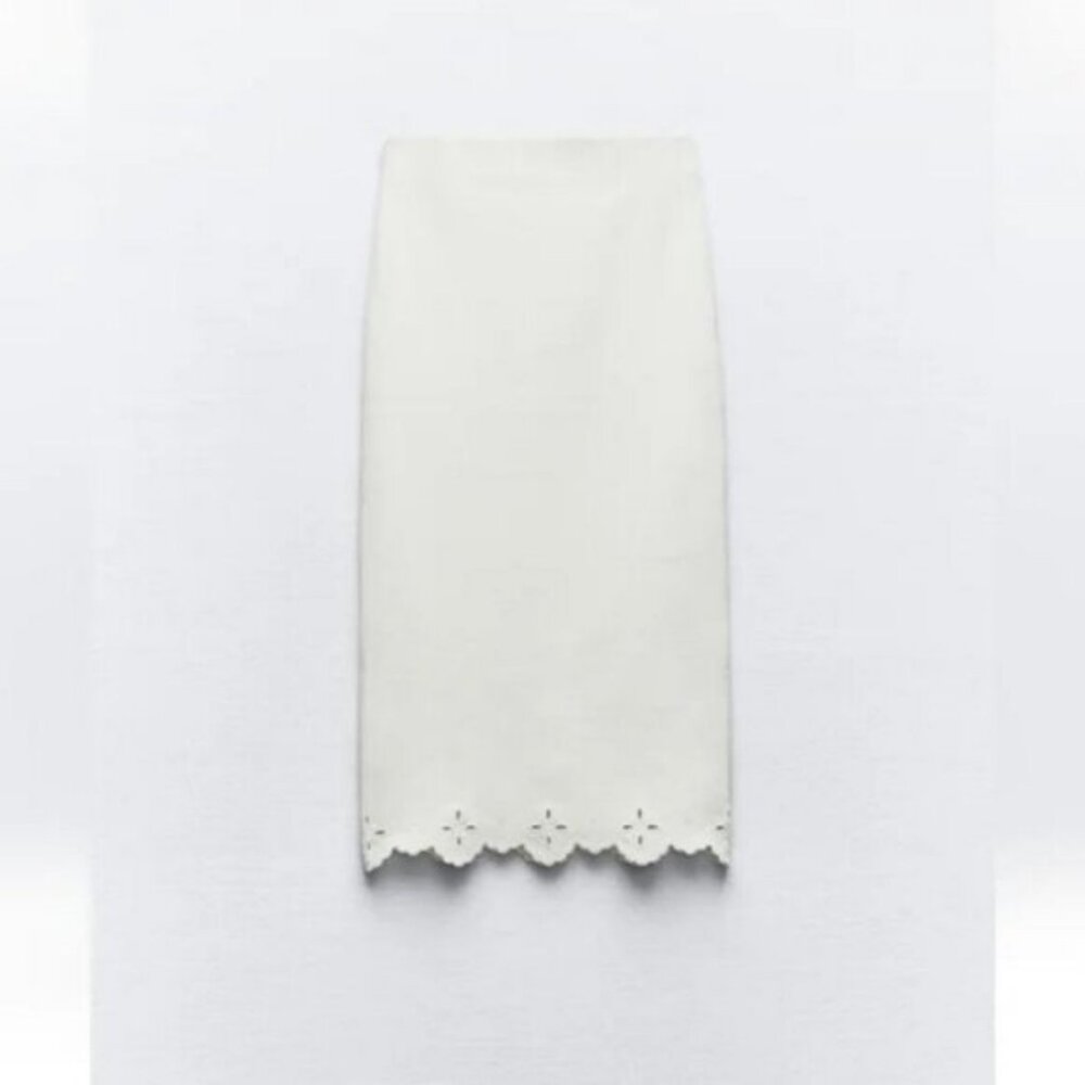 ZARA EMBROIDERED STRETCH KNIT SKIRT